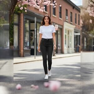 AYR Women’s Skinny Jeans Black Denim Size 25x32 Mid Rise Stretch